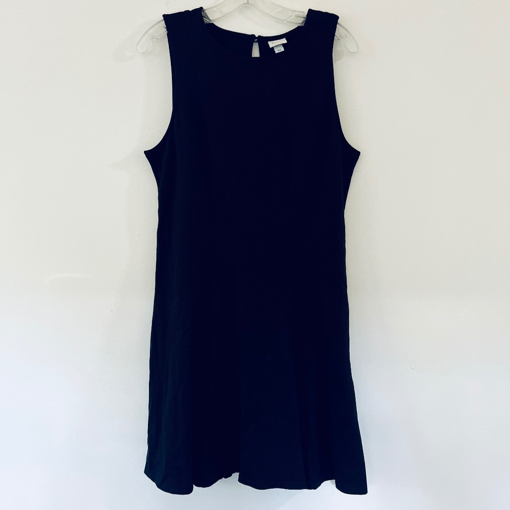 NWT A New Day Womens Black Heavy Knit Knee Length Dress Godets Slv-less LARGE